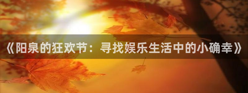 bb电子官网平台：《阳泉的狂欢节：寻找娱乐生活中的小确幸》
